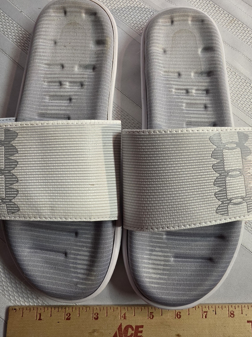 Under Armour Mens Light Gray Slide Sandals